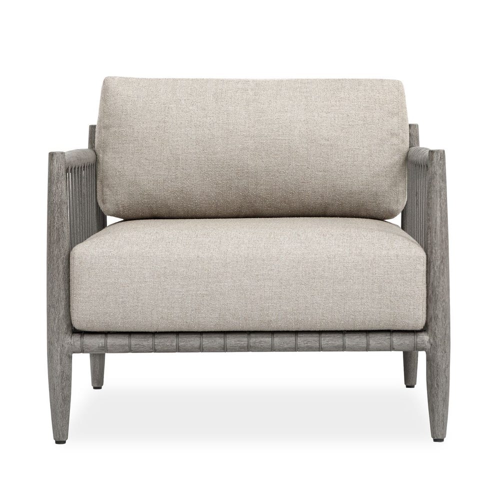 Uttermost Borneo Outdoor Lounge Chair ~ Weathered Gray Finish & Sunbrella Nuance Dove