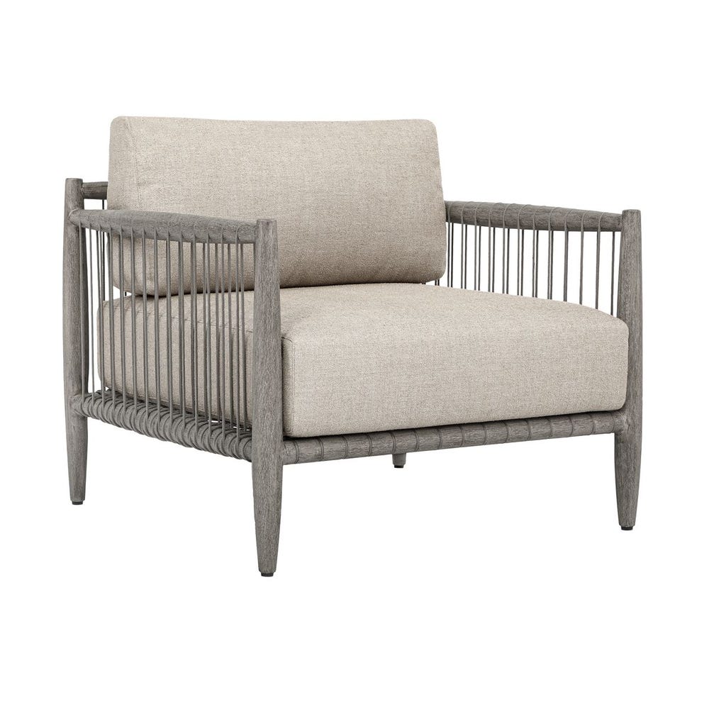 Uttermost Borneo Outdoor Lounge Chair ~ Weathered Gray Finish & Sunbrella Nuance Dove - Image 2