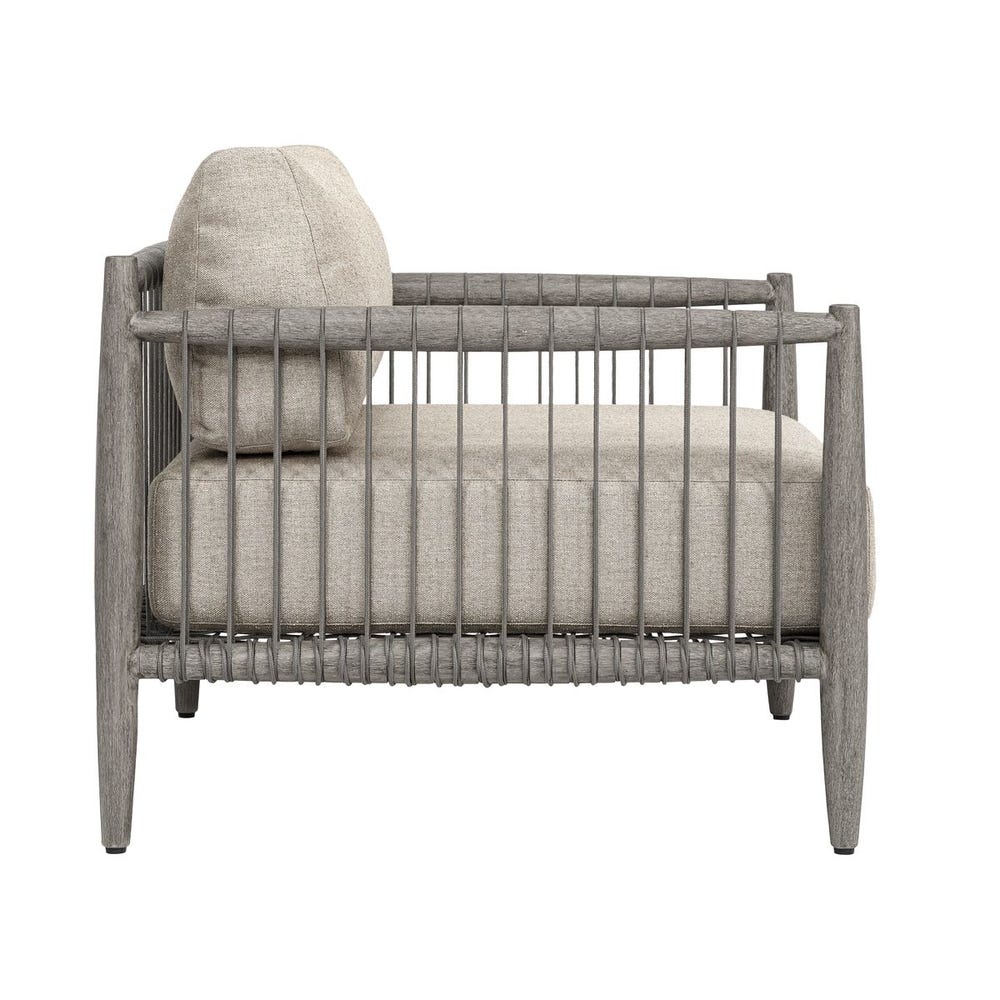 Uttermost Borneo Outdoor Lounge Chair ~ Weathered Gray Finish & Sunbrella Nuance Dove - Image 3