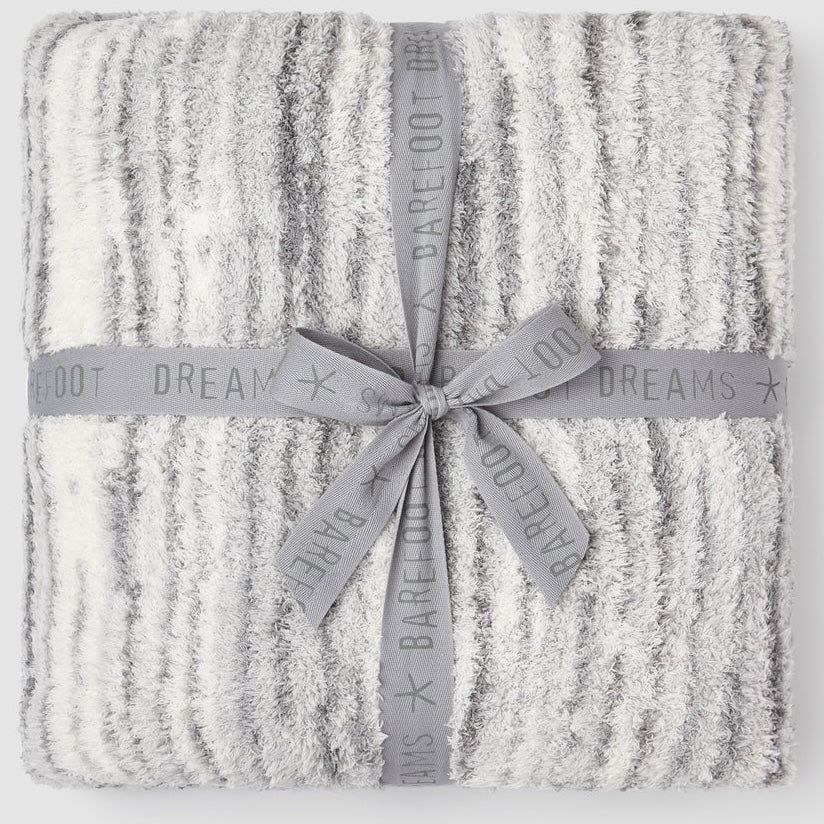 Barefoot Dreams CozyChic Space Dye Border Throw Blanket ~ Moonbean - Image 1