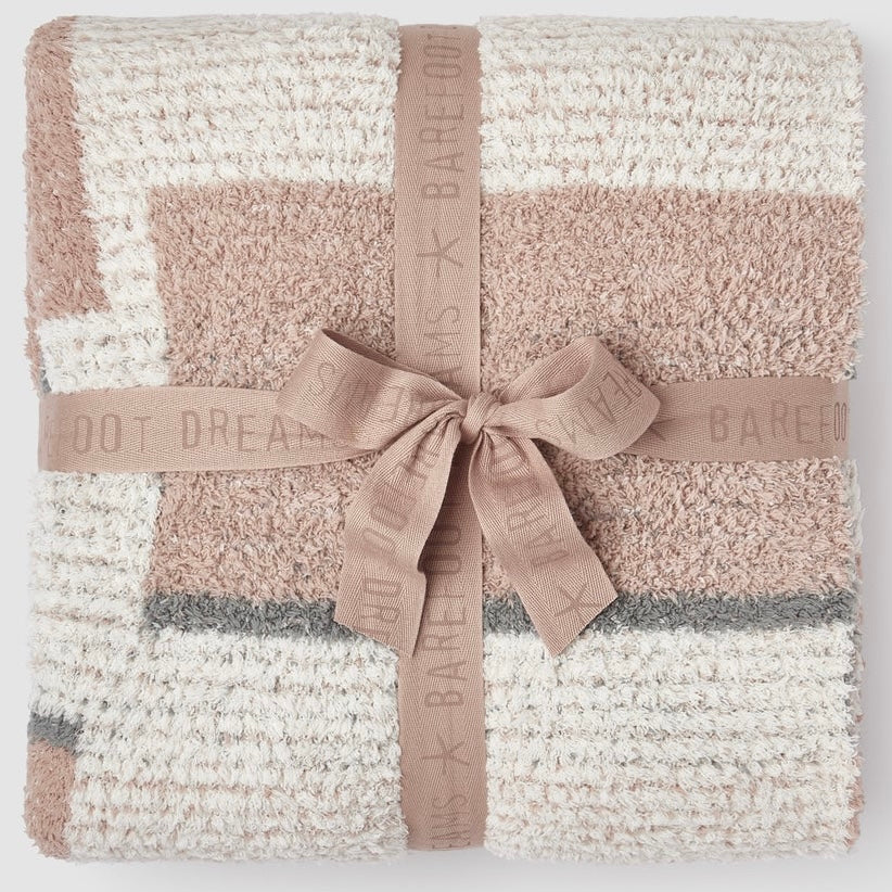 Barefoot Dreams CozyChic Cotton Playa Checkered Throw Blanket ~ Cream - Image 1