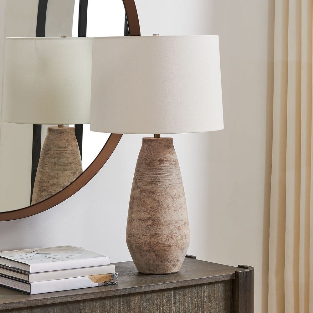 Uttermost Dunford Distressed Light Gray Wash And Dark Brown Undertones Table Lamp - Image 2