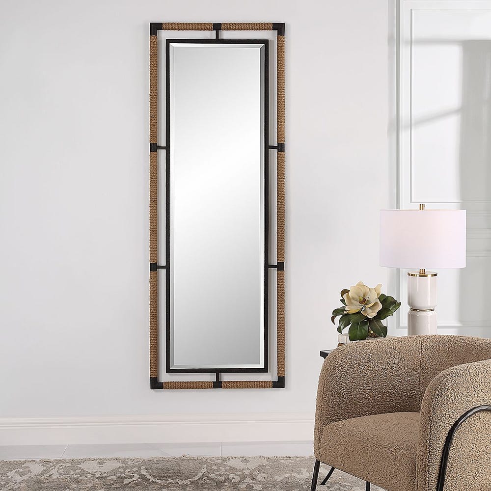 Uttermost Melville Natural Rope And Rust Black Tall Mirror - Image 1