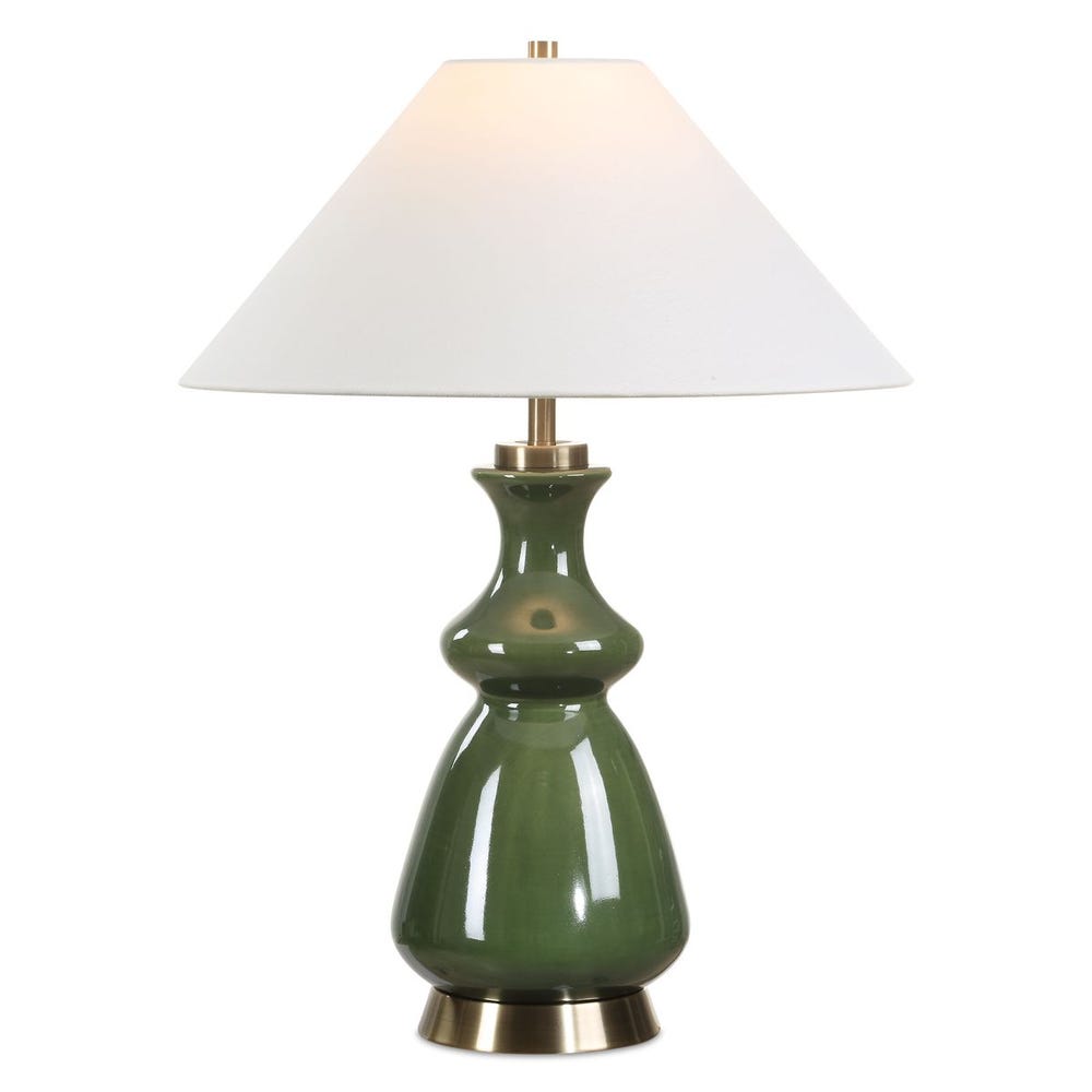 Uttermost Moss Green Thumb Table Lamp With Brass Plated Details - Image 3