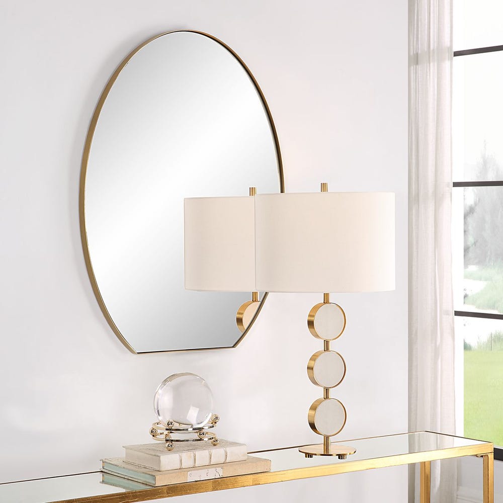 Uttermost Cabell Brushed Brass Oval Mirror - Image 1