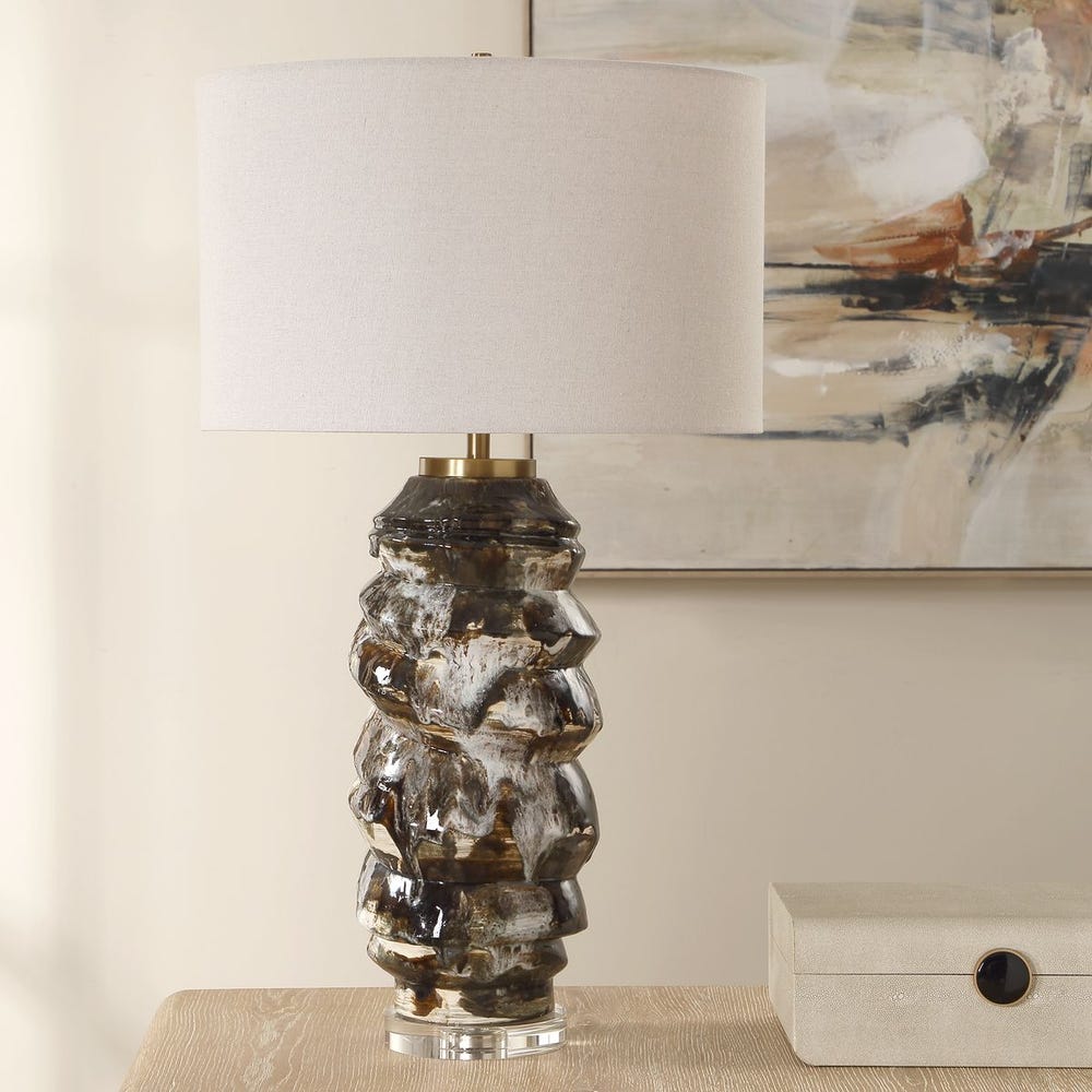 Uttermost Cuoco Chocolate Browns And Off- Whites Table Lamp - Image 1