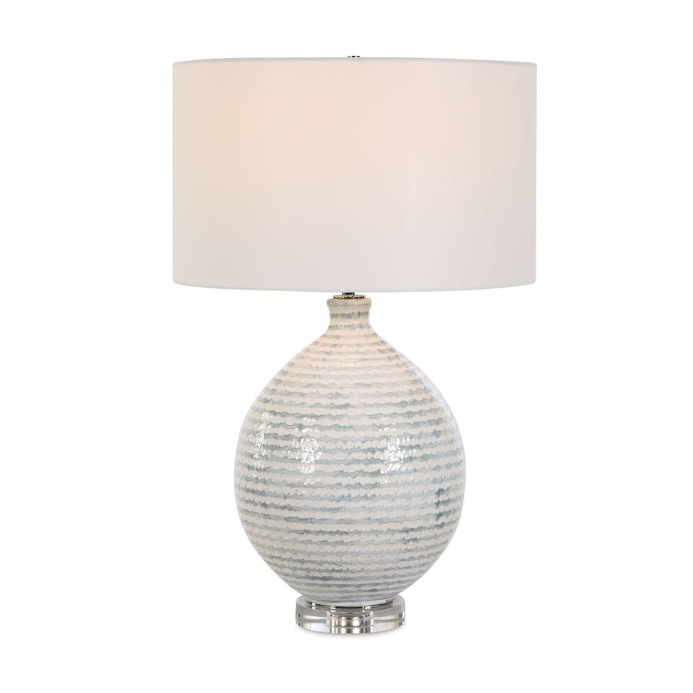 Uttermost Clary White And Gray Striped Table Lamp - Image 3