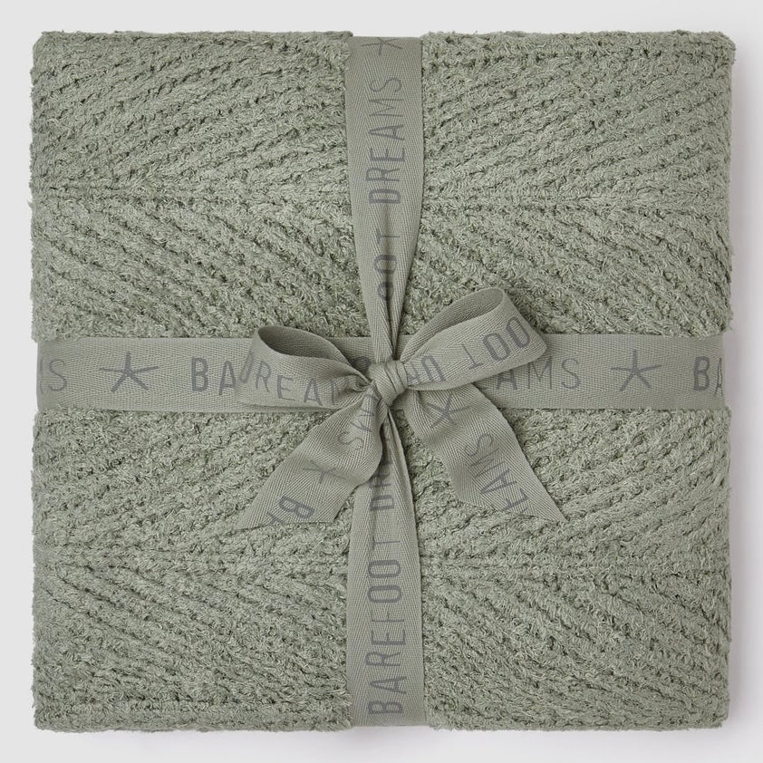 Barefoot Dreams Cozy Shine Herringbone Blanket ~ Wave - Image 1