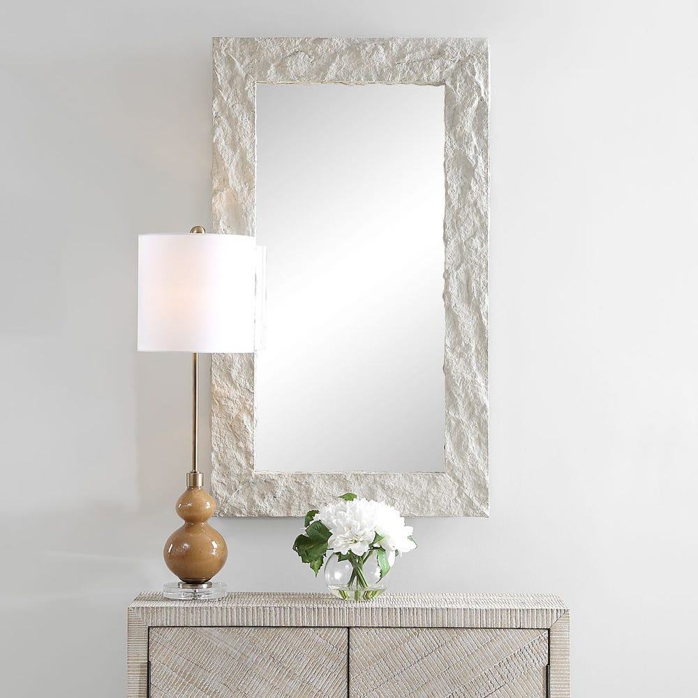 Uttermost Quarry Rustic Aged Ivory Rectangle Mirror - Image 1