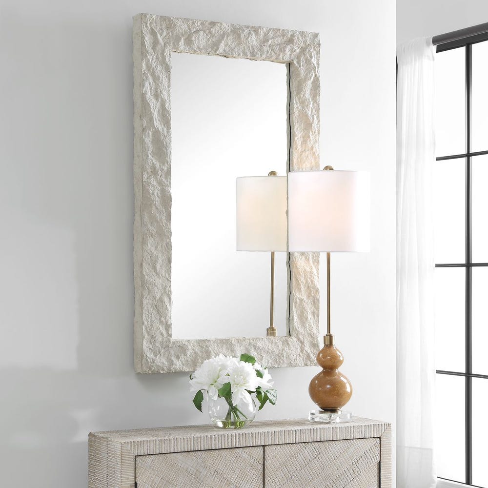 Uttermost Quarry Rustic Aged Ivory Rectangle Mirror - Image 2