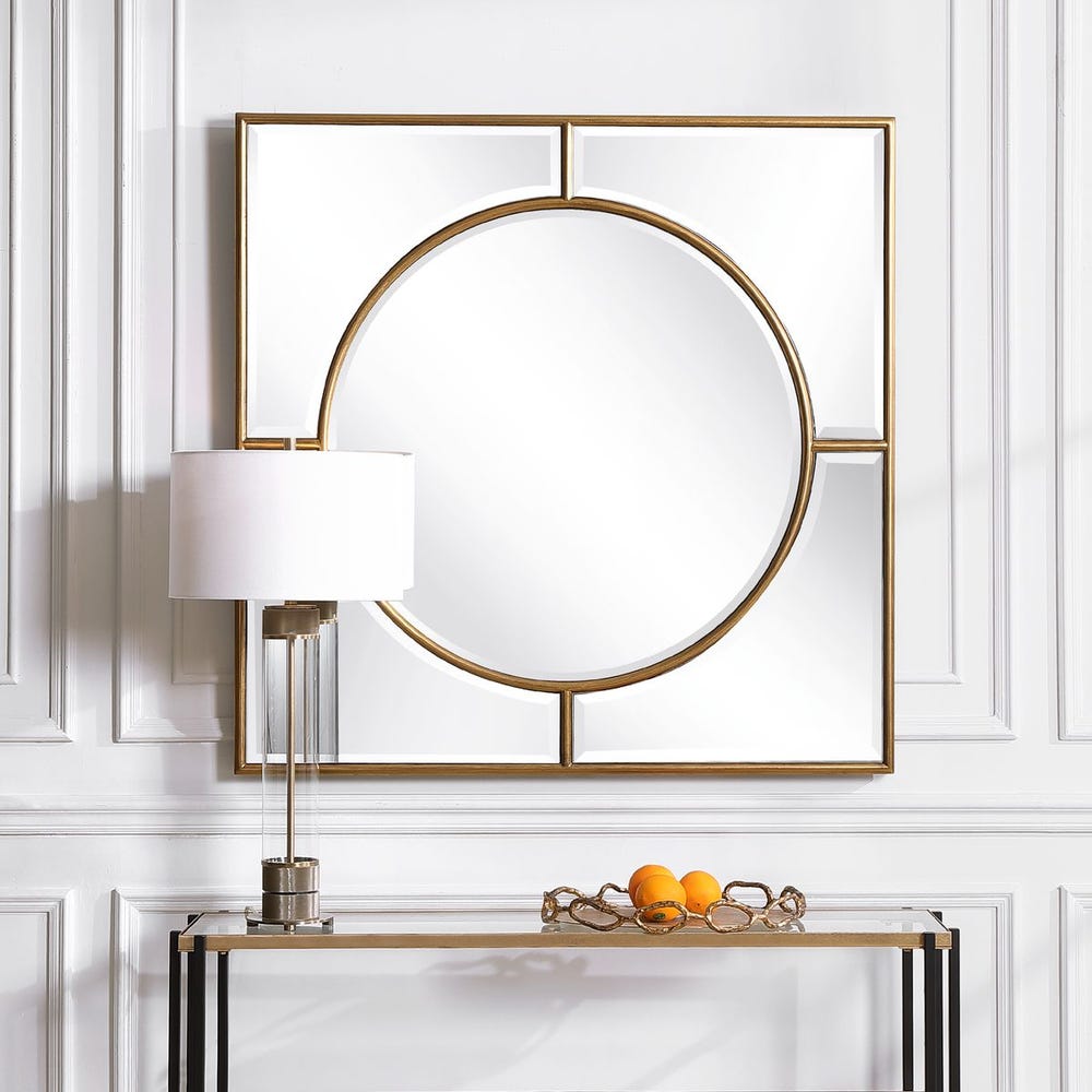 Uttermost Stanford Brushed Gold Square Mirror - Image 1
