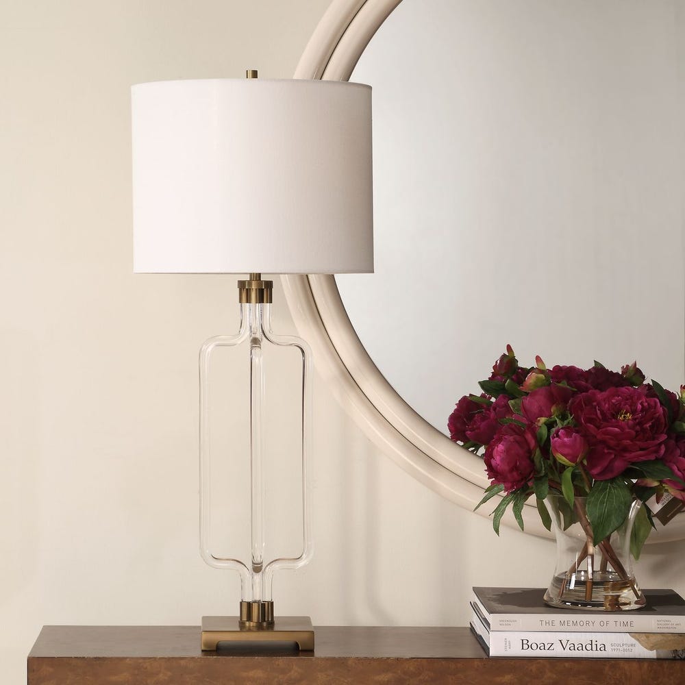 Uttermost Outline Clear Acrylic With Brass Accents Cordless Table Lamp - Image 1