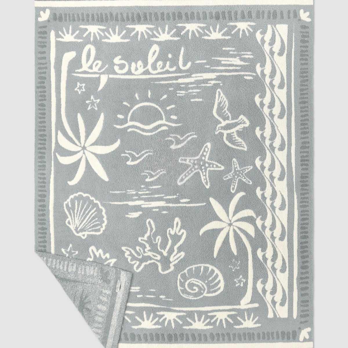 Barefoot Dreams CozyChic Le Soleil Throw Blanket ~ Moonwater - Image 3