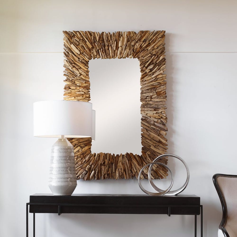 Uttermost Teak Branch Natural Rectangle Mirror