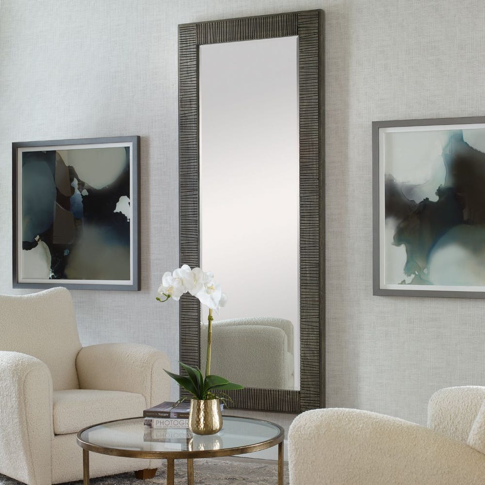 Uttermost Figaro Rustic Wood Gray Washed Mirror - Image 1