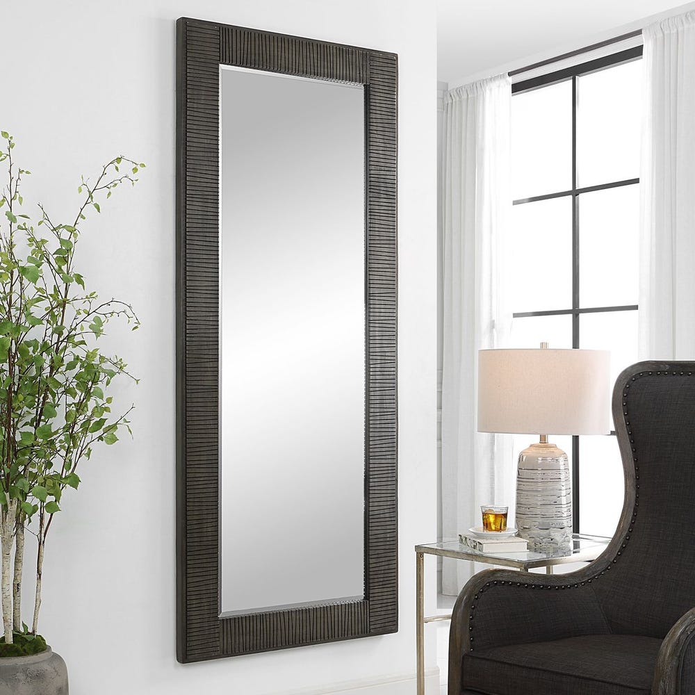 Uttermost Figaro Rustic Wood Gray Washed Mirror - Image 2