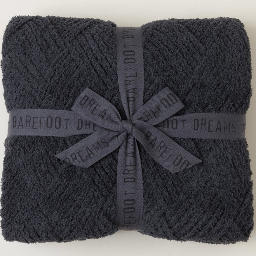 Barefoot Dreams CozyChic Diamond Weave Blanket ~ Carbon