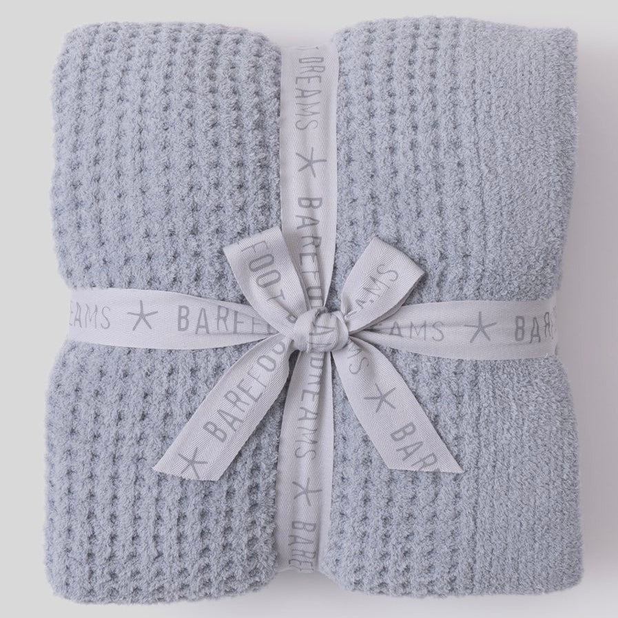 Barefoot Dreams CozyChic Waffle Throw Blanket ~ Moonwater