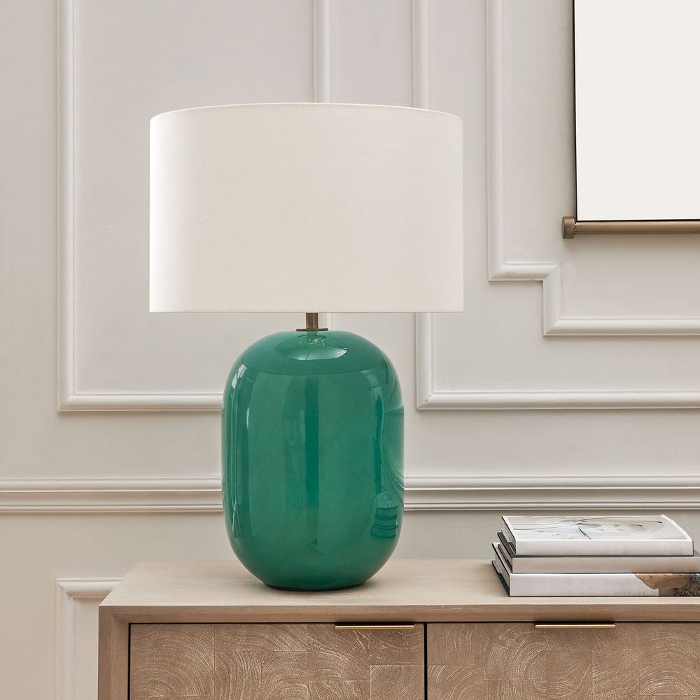 Uttermost Hollis Vibrant Teal Glaze With Antique Gold Accents Table Lamp - Image 2