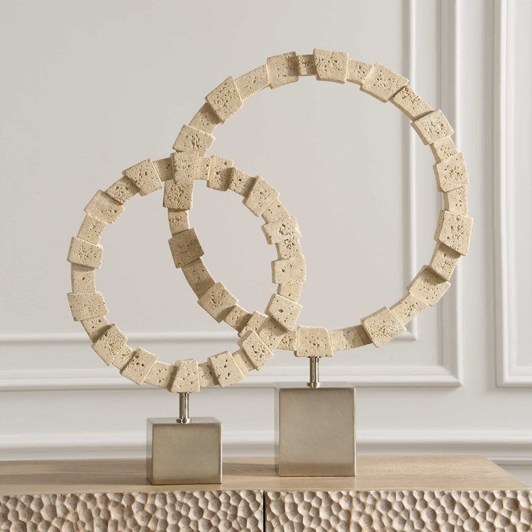 Uttermost Ivory Fushion Rings Set of 2 Sculptures - Image 1