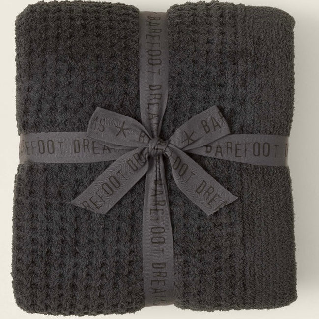 Barefoot Dreams CozyChic Waffle Throw Blanket ~ Carbon