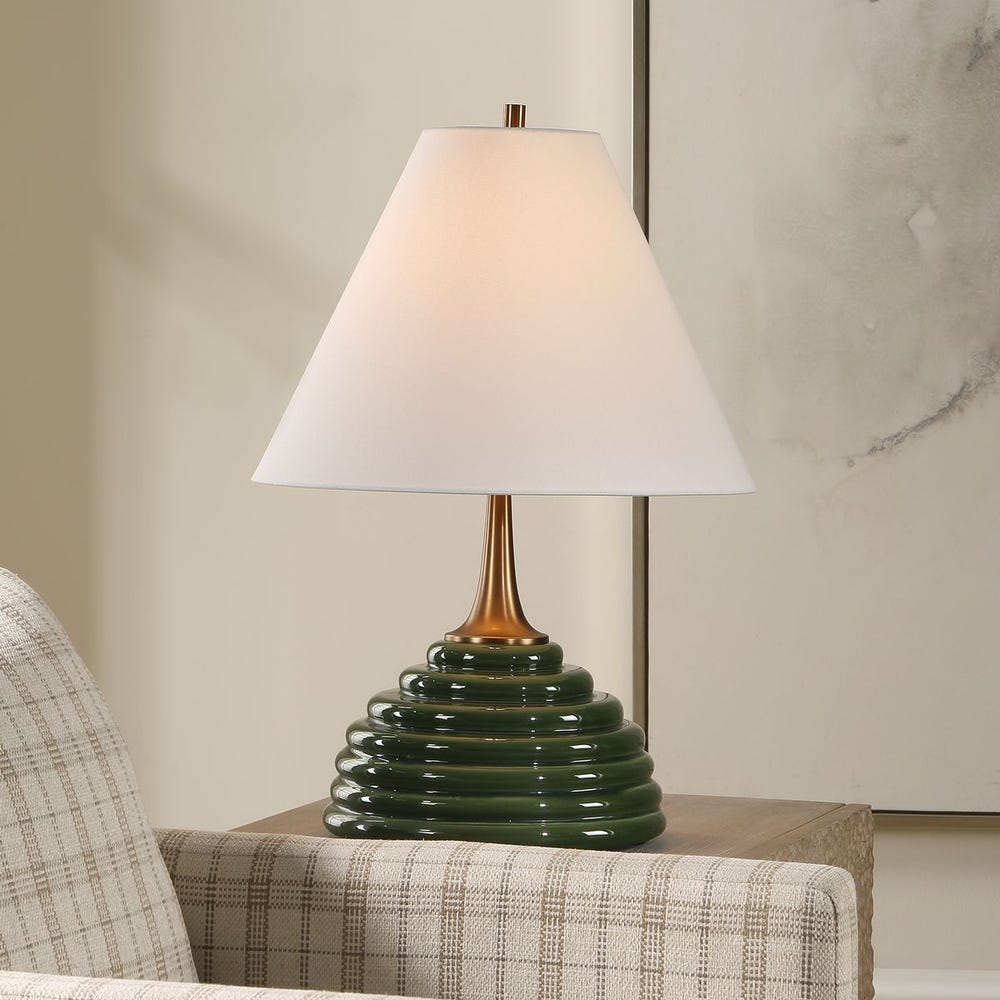 Uttermost McKay Dark Green Ribbed Table Lamp - Image 1