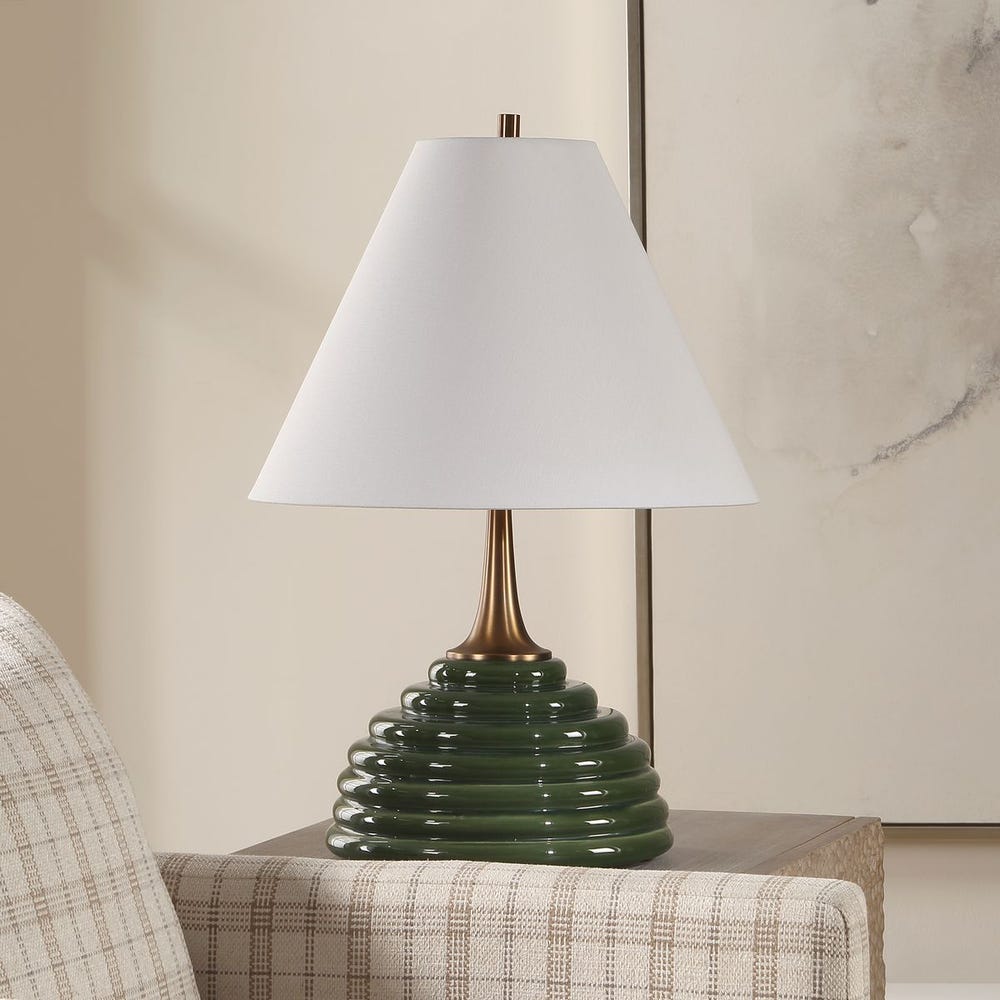 Uttermost McKay Dark Green Ribbed Table Lamp - Image 2