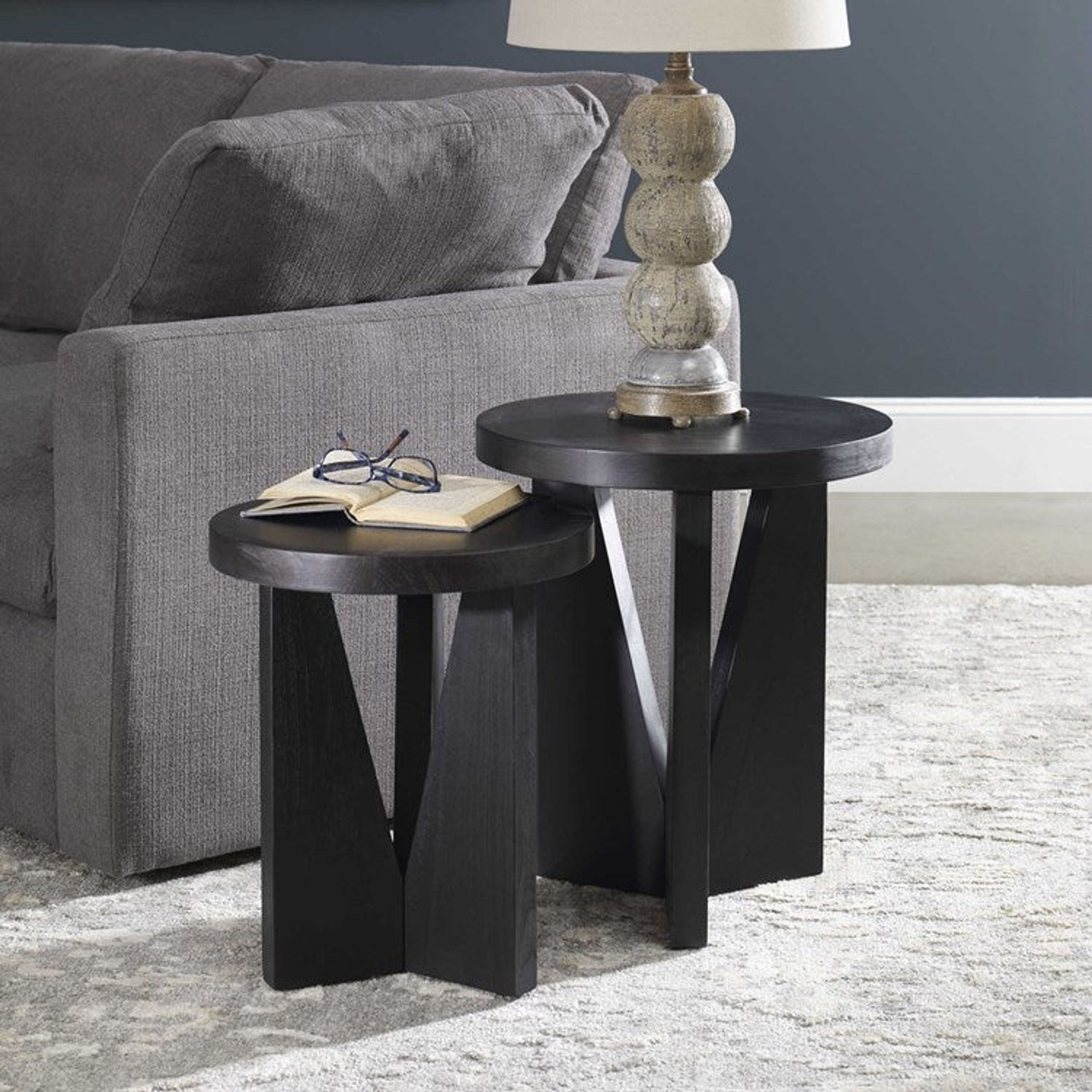 Uttermost Nadette Espresso Wood Set Of 2 Rustic Modern Nesting Tables - Image 2
