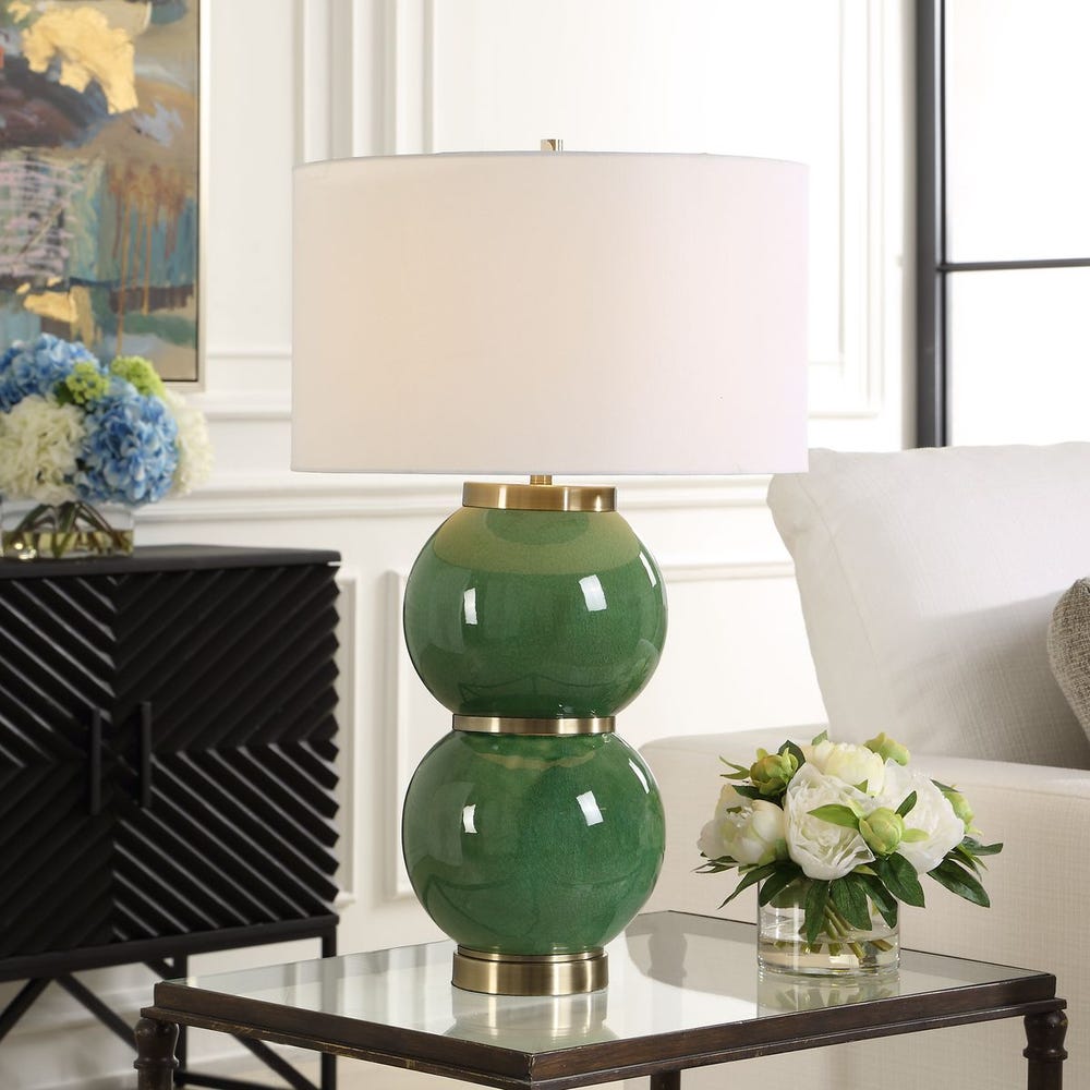 Uttermost Banner Moss Green Stacked Sphere Table Lamp - Image 1