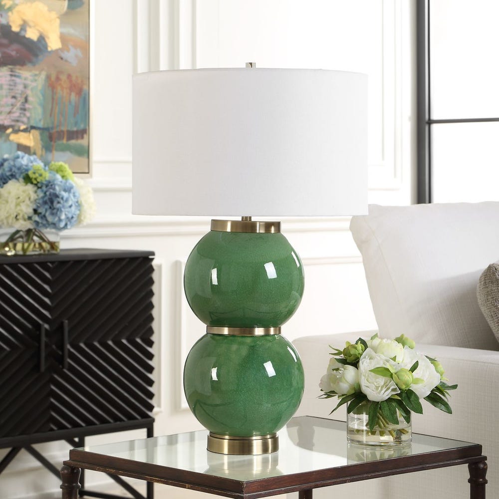 Uttermost Banner Moss Green Stacked Sphere Table Lamp - Image 2