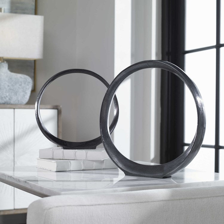 Uttermost Orbits Ring Black Nickel Set of 2 Sculptures - Image 1