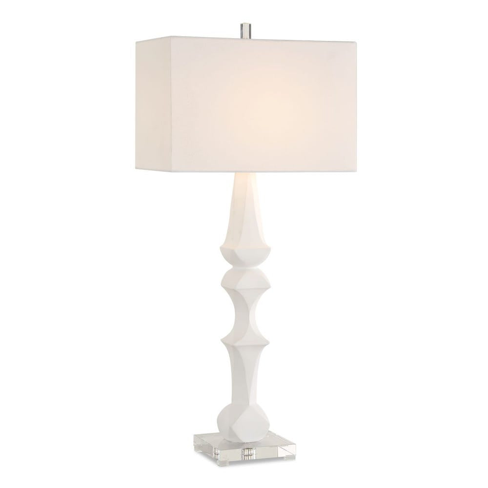 Uttermost Mayme Unique Stacked Matte White Sculpture Table Lamp - Image 3