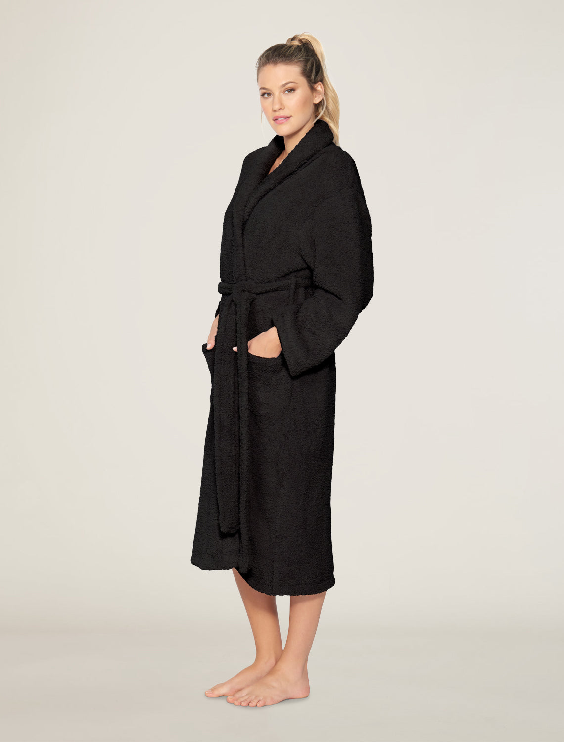 Barefoot Dreams Cozychic Adult Robe ~ Black ~ Available in 4 Sizes - Image 2