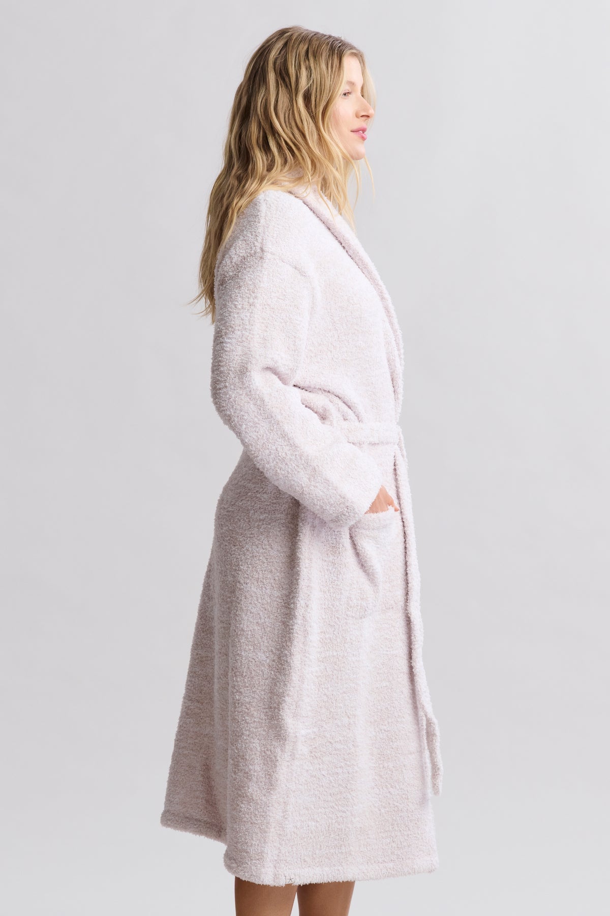 Barefoot Dreams Cozychic Adult Robe ~ Heathered Stone & White ~ Available in 4 Sizes - Image 3