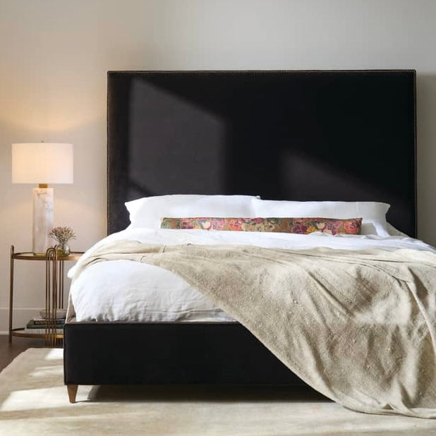 Rowe Furniture Glenwood 62" High California King Size Upholstered Bed with Welt Trim~ Available To Custom Order In All Fabrics - Image 1