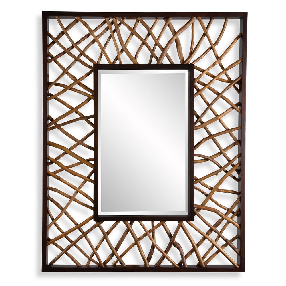 Uttermost Teak Maze Mahogany Rustic Modern Rectangular Mirror - Image 2