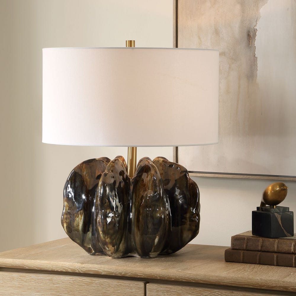 Uttermost Jaudon Deep Ridges Finished In Rich Dark Browns Table Lamp - Image 1