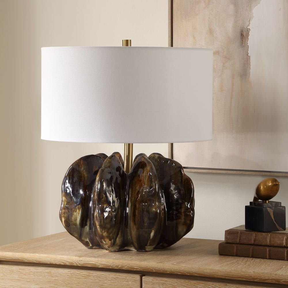 Uttermost Jaudon Deep Ridges Finished In Rich Dark Browns Table Lamp - Image 2