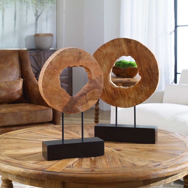 Uttermost Ashlea Mango Wood With Black Marble Set of 2 Sculptures - Image 1