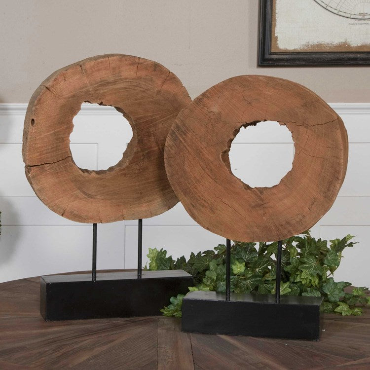 Uttermost Ashlea Mango Wood With Black Marble Set of 2 Sculptures - Image 3