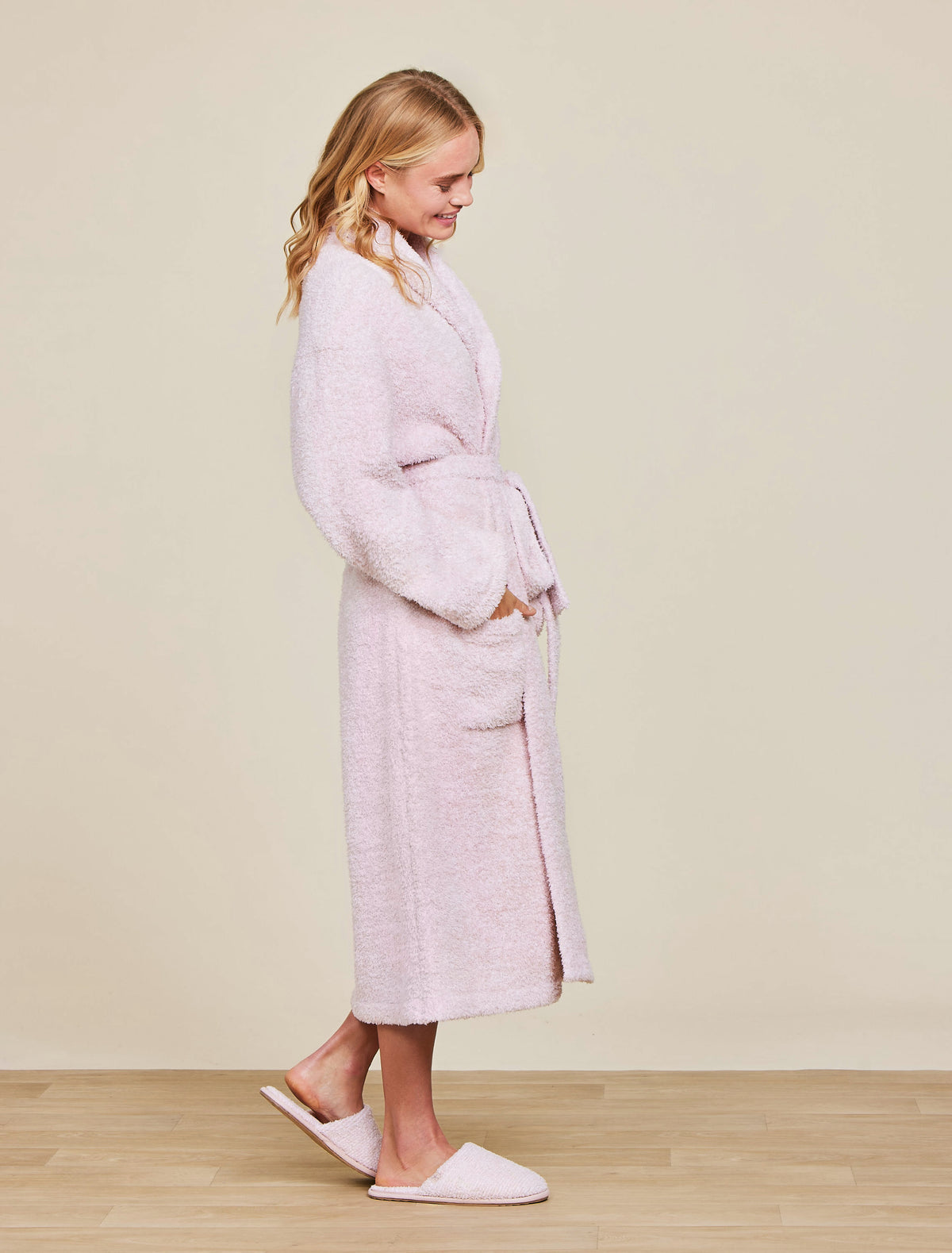 Barefoot Dreams Cozychic Adult Robe ~ Heathered Dusty Rose & White ~ Available in 4 Sizes - Image 2