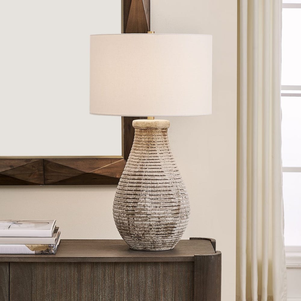 Uttermost Dorothea Stone Gray And Ivory Table Lamp - Image 1