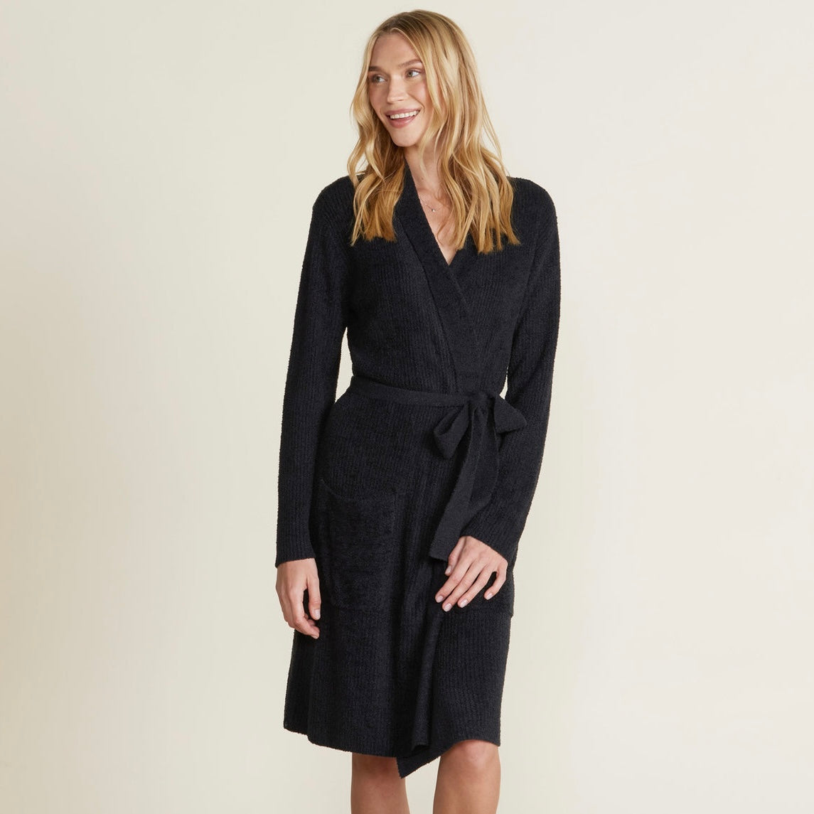 Barefoot Dreams CozyChic Lite Ribbed Robe ~ Black ~ Available In 3 Sizes