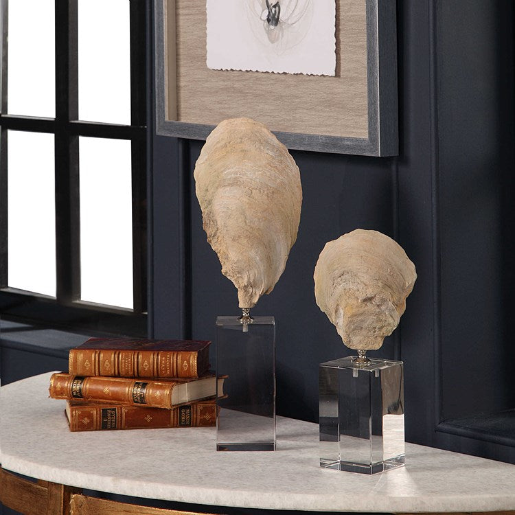 Uttermost Oyster Shell and Crystal Set of 2 Sculptures - Image 3