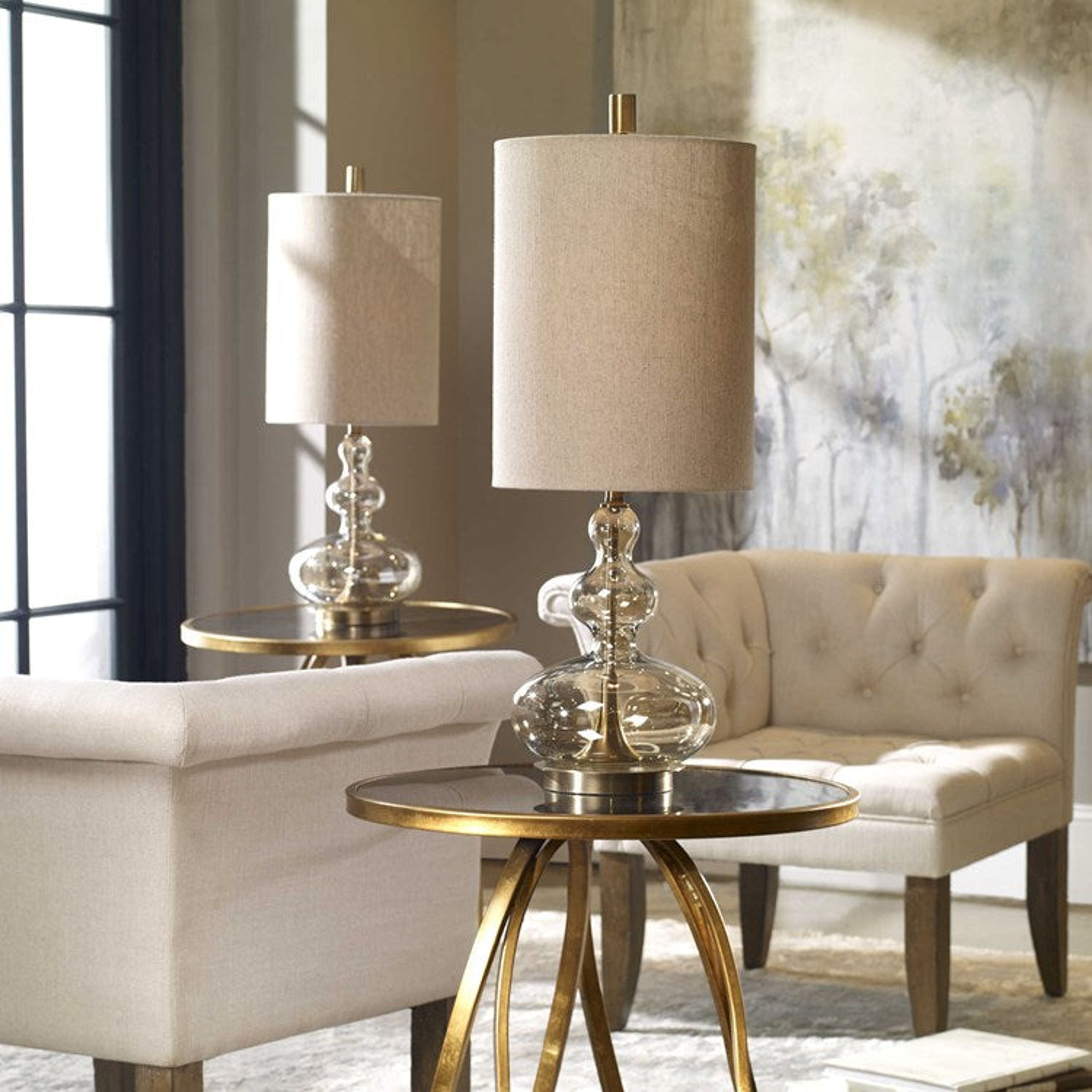 Uttermost Formoso Light Amber Glass With Antiqued Brass Buffet Lamp - Image 2