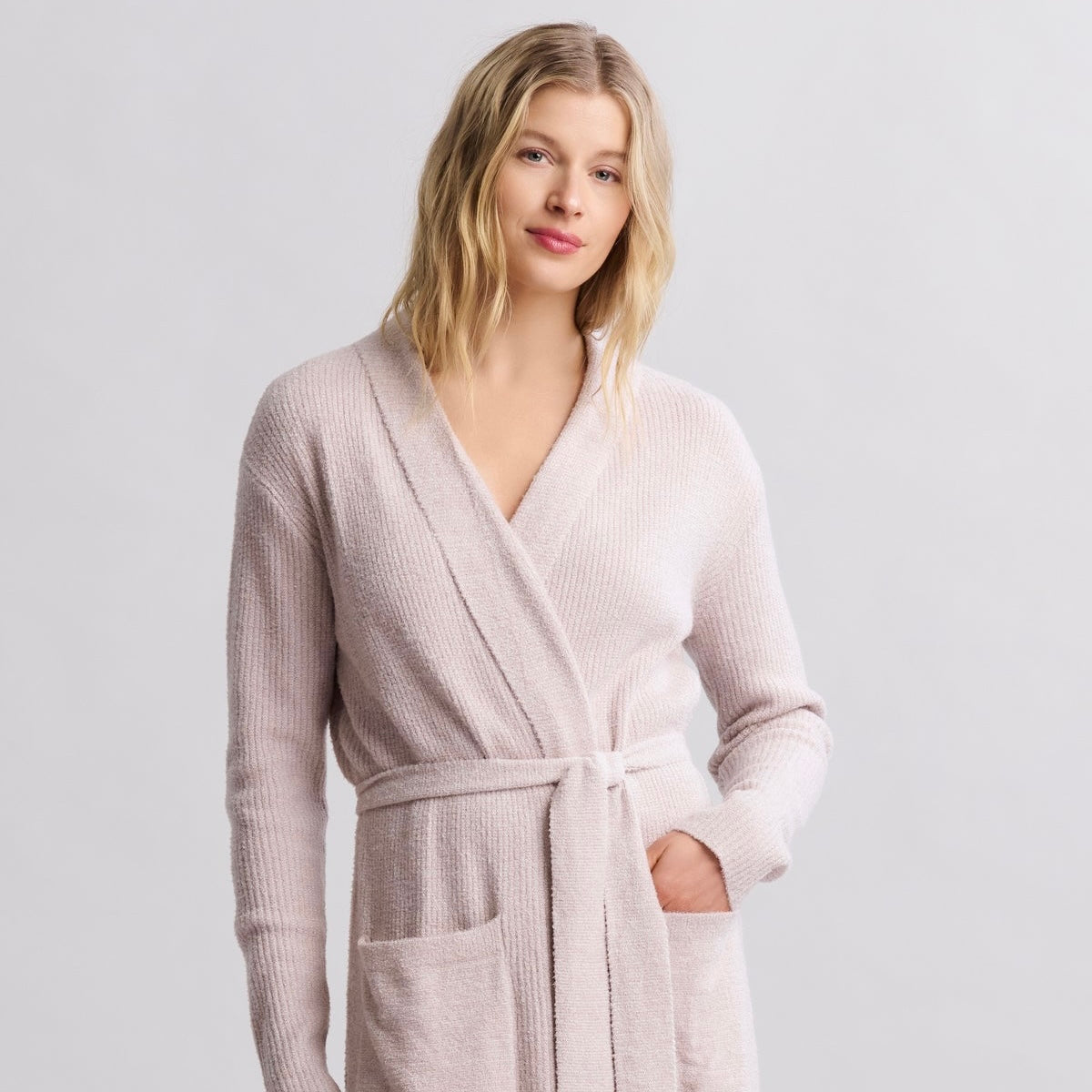 Barefoot Dreams CozyChic Lite Ribbed Robe ~ Faded Rose & Pearl ~ Available In 3 Sizes