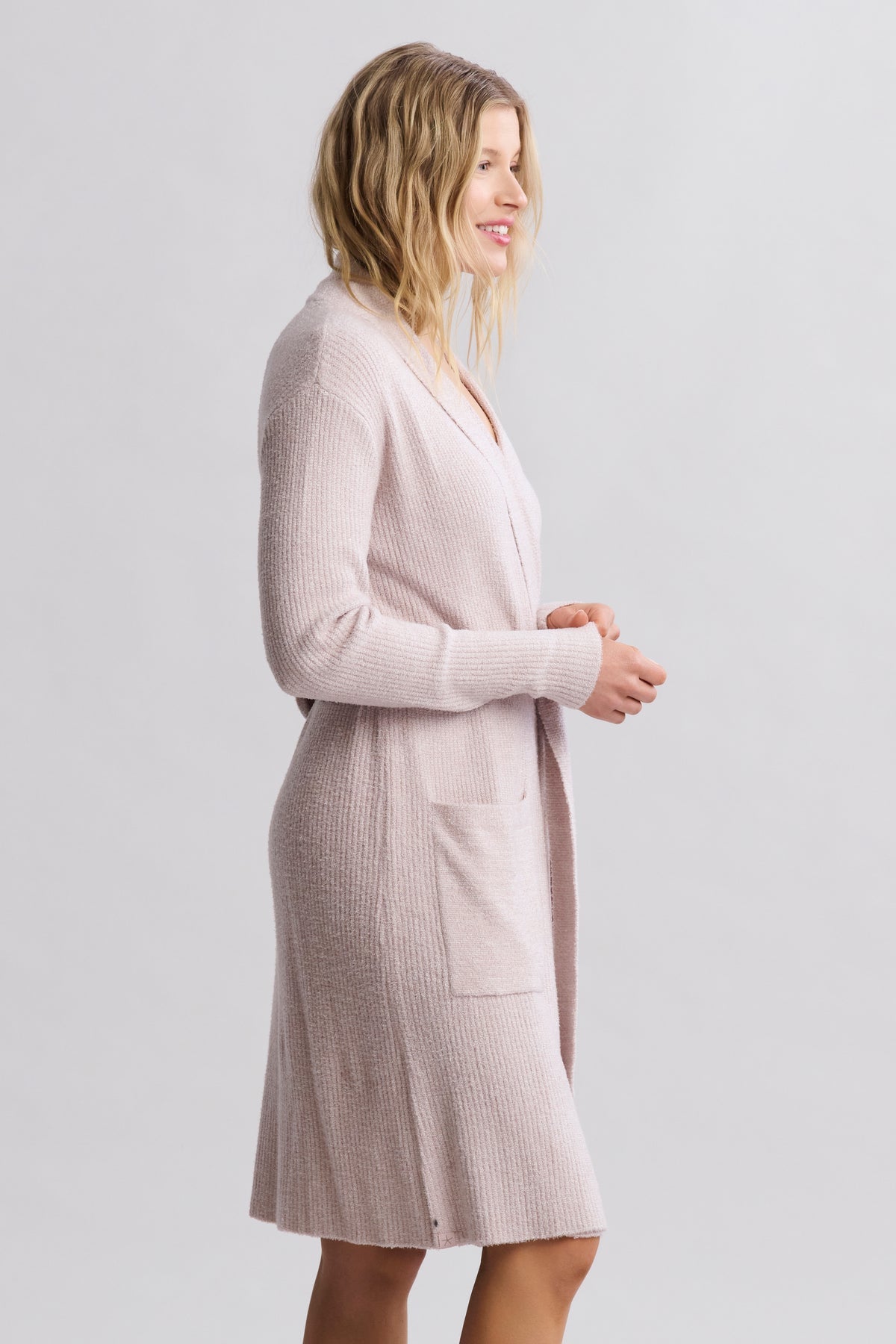 Barefoot Dreams CozyChic Lite Ribbed Robe ~ Faded Rose & Pearl ~ Available In 3 Sizes - Image 2
