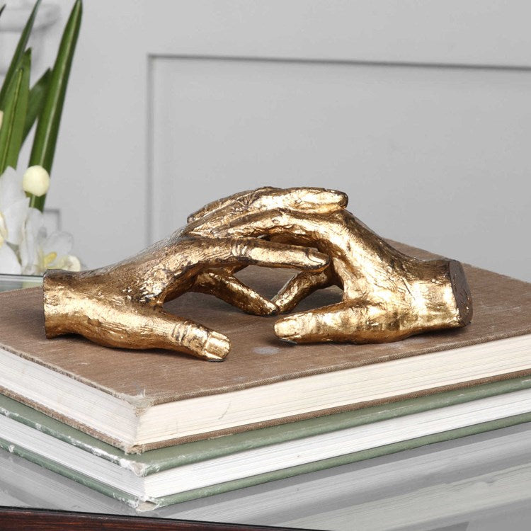 Uttermost Hold My Hand Antiqued Gold Leaf Iron Sculpture - Image 3