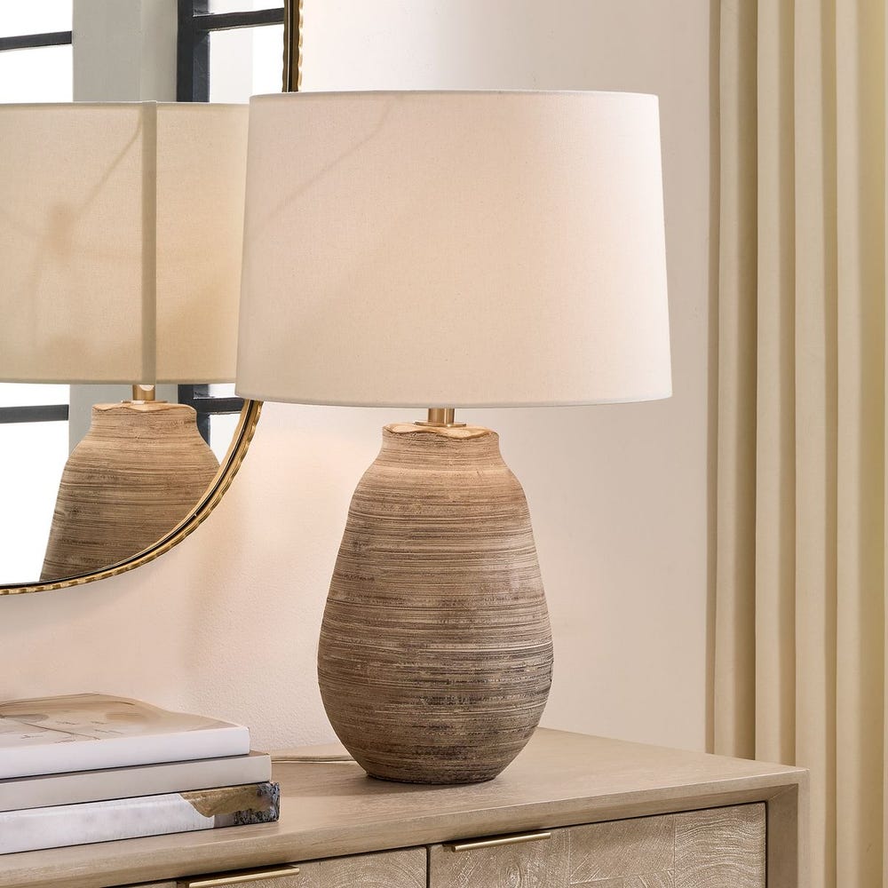 Uttermost Tonachio Distressed Light Gray With Rustic Brown Table Lamp - Image 1
