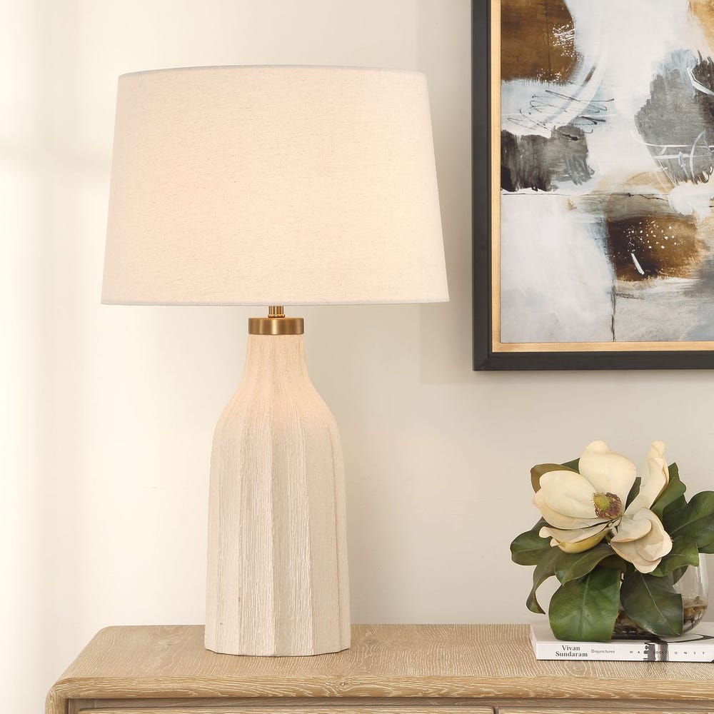 Uttermost Maddox Warm Cream And Antique Brass Table Lamp - Image 1